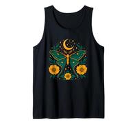 Moth and Moon Floral Night Time Sky Nature Art Tank Top