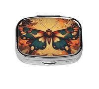 Moth Bone Pattern Pill Case Pill Box Travel Pill Organizer Small Square Medicine Box for Purse & Pocket Gifts