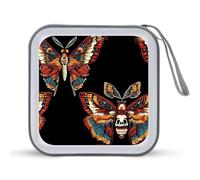 Moth Butterfly CD Case Holder Portable 40 Capacity DVD Wallet Storage Organizer for Car Travel
