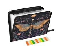 Moth Butterfly Expanding File Folder A4,13 Pockets File Organiser, Paperwork A4 Plastic Wallet Document Storage Expander for School,Office and Home