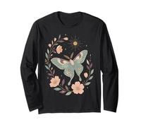 Moth Butterfly Floral Boho Celestial Botanical Pastel Long Sleeve T-Shirt