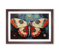Moth Constructivism Framed Print | A2 Walnut Framed Wall Art | Ready to Hang | Modern Historical Picture | Living Room Bedroom Lounge Office
