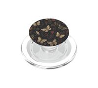 Moth Cream Dark Brown Red Flower Gothic Dark Cottagecore PopSockets PopGrip for MagSafe