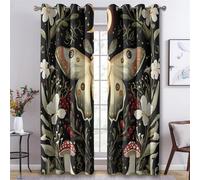 Moth Curtains for Bedroom, Mushroom Flower Butterfly Blackout Curtains for Living Room, 72 Drop Eyelet Window Treatments Home Decor 66 X 72 Inch (W X L), 2 Panels X&-49