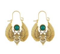 Moth Earrings with Egyptian Inspired Sacred Scarab | Gypsy Tribal Large Scarab Earrings Adsornment with Gold / Silver Color for Daily Wear Dates Party Gift