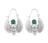 Moth Earrings with Egyptian Inspired Sacred Scarab, Silver