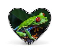 Moth Fashion Heart Brooch Pins Lightweight Enamel Lapel Pin for Women Men, Hat Bag Jacket Clothing Accessory Jewelry Gift, Red Eyed Tree Frog, Love form