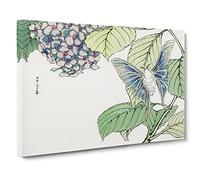 Moth & Hydrangea By Morimoto Toko Canvas Print | Gallery Wrapped 30mm Frame Wall Art | 24x16 inches | Ready to Hang | Asian Picture | Living Room Bedroom Lounge Office