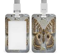 Moth Id Badge Holder with Breakaway Lanyard Vertical Clear Plastic Card Protector Sleeve Waterproof & Heavy Duty Name Tag Holder for Nurse Teacher Office Staff Women Men