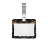 Moth ID Badge Holder with Lanyard ID Card Holders Waterproof Plastic Name Card Case Sliding ID Protector Pouch Name Tag Holders for Office Work Business