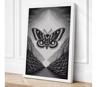 Moth in Perspective Geometric Canvas Wall Art Print 18x12 Inch (46 x 30 cm)
