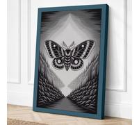 Moth in Perspective Geometric Canvas Wall Art Print 18x12 Inch (46 x 30 cm)
