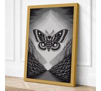 Moth in Perspective Geometric Canvas Wall Art Print 24x16 Inch (61 x 41 cm)
