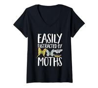 Moth Insect Collector Easily Distracted By Moths V-Neck T-Shirt