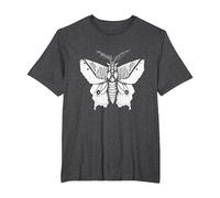 Moth Insect Magical Esoteric Line Art Illustration T-Shirt, Men's Big and Tall, Dark Heather Grey, 3X Tall