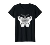 Moth Insect Magical Esoteric Line Art Illustration T-Shirt, Women, Black, XX-Large