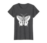 Moth Insect Magical Esoteric Line Art Illustration T-Shirt, Women, Dark Heather Grey, XX-Large