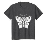 Moth Insect Magical Esoteric Line Art Illustration T-Shirt, Youth, Dark Heather Grey, X-Small