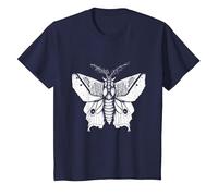 Moth Insect Magical Esoteric Line Art Illustration T-Shirt, Youth, Navy Blue, X-Small