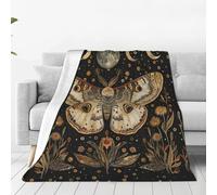 Moth Moon Blanket Witchy Vintage Butterfly Sunflower Decor Throw Blanket Comfy Plush Flannel Fleece Warm Soft Fuzzy Blanket Gothic Gifts for Girls Boys Women Teens for Room Bed Sofa Couch 60"X80"
