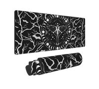 Moth Moon Phase Moon Halloween Bat Mouse Pad XL Extended Mat, Non Slip Rubber Base Stitched Edge Gaming Pc Desktop Large Mice Pad 31.5 X 11.8 Inch