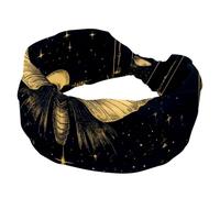 Moth Moon Stars Headbands for Women Girls, Elastic Hair Band, No Slip Wide Headband, Twisted Head Wrap, Hair Accessories