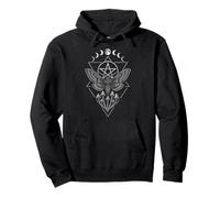 Moth Mushrooms Pentagram Witchcraft Occult Art Moon Phases Pullover Hoodie