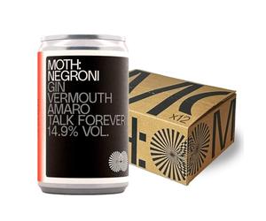 MOTH: Negroni Cocktails Ready To Drink Pre-Mixed Cans, 12 x 125ml, 14.9% ABV - Gin, Vermouth, Amaro, Punchy and Floral, Premium Quality Bar Strength