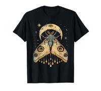 Moth Orange Eye Spot Crescent Moon Celestial Teal Witchy T-Shirt