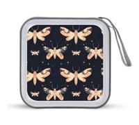 Moth Pattern Printed CD Case Hard Plastic Protective DVD Storage Binder Bag for Home Office