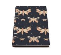 Moth Pattern Trendy Notebook Binder A5 Slim Foldable Binder 6 Metal Ring Refillable Paper Notepad