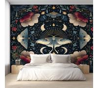 Moth Photo Wallpaper, Botanical Flower Insect Wallpaper Mural, 500x350cm Wall Paper for Bedroom Living Room, Non-Woven Wall Mural Room Decor EL&D57
