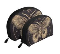 Moth Portable Shell Cosmetic Bag Set - Travel Makeup Organiser with Zipper & Inner Compartments