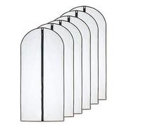 Moth Proof Garment Bags 60 x 120cm(24'' x 48'') Black Side Breathable Clear Garment Full Zipper Bags for The Winter Coats Jackets Clothes(Pack of 6)