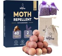 Moth Repellent Balls for Wardrobes - 40 Cedarwood Balls & 2 Lavender Bags - Clothes Moths Repellent - Natural Moth Control for Wardrobe Storage, House, Prevention & Treatment, Dual Action