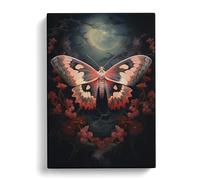 Moth Romanticism Art Canvas Print | Gallery Wrapped 30mm Frame Wall Art | 30x20 inches | Ready to Hang | Contemporary Picture | Living Room Bedroom Lounge Office