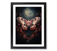 Moth Romanticism Framed Print | A2 Black Framed Wall Art | Ready to Hang | Modern Nature Picture | Living Room Bedroom Lounge Office