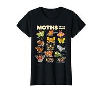Moth Shirt for Insect Moth Lovers Moths Animals of the World Value Graphic T-Shirt, Women, Black, S