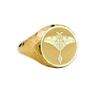 moth signet ring| hammered insect jewelry| symbol of transformation| spiritual gift for her| nature protection ring women| 925 sterling silver gold plated |LK_PDR_00183_12.5