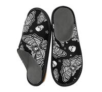 Moth Skull Moon Esoteric Slippers for Men Women, Day Of The Dead Womens House Slippers Indoor Slipper Socks House Shoes Bedroom Travel Shoe Use