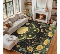 Moth Small Rugs for Bedroom 60 x 90 cm, Plant Flower Mushroom Moon Mats and Rugs, Non Slip Soft Low Pile Indoor Door Mat, Machine Washable Rug, Home Decor Carpet ZY&L7