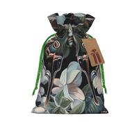 moth that looks like a peacock Printed Christmas Drawstring Bags for Xmas Gift Wrapping, Green Christmas Ribbon, S