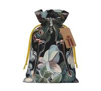 moth that looks like a peacock Printed Christmas Drawstring Bags for Xmas Gift Wrapping, Yellow Christmas Ribbon, M