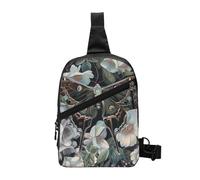Moth That Looks Like a Peacock Printed Sling Bag Gym Bags for Men Women, Foldable Sports Shoulder Chest Bag for Running Hiking Cycling Travel Work