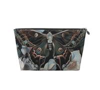 Moth that Looks Like a Peacock Printed Travel Cosmetic Bags with Silver Zipper Makeup Organizer Cosmetic Case Toiletry Bag for Women Mom Girls