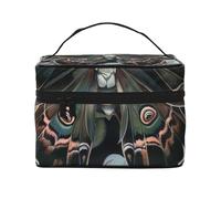 Moth That Looks Like a Peacock Printing Makeup Bag for Women Portable Travel Cosmetic Case Make Up Organizer Bag Beauty Box with Inner Pouch and Handle
