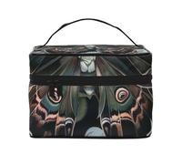 Moth That Looks Like a Peacock Prints Makeup Bag for Women Men, Travel Cosmetic Bag Large Wide-Open Portable Toiletry Bag with Handle