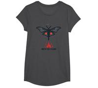 Moth to a Flame: Mystical Nocturnal Attraction T-Shirt, Girls, Dark Heather Grey, Medium