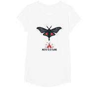 Moth to a Flame: Mystical Nocturnal Attraction T-Shirt, Girls, White, Small
