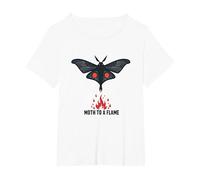 Moth to a Flame: Mystical Nocturnal Attraction T-Shirt, Women's Plus, White, 1X